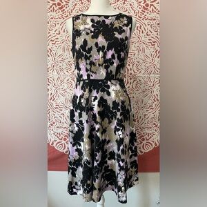 London Times Mindi dress size4 Nordstrom Brand fit/flare colors purple& black